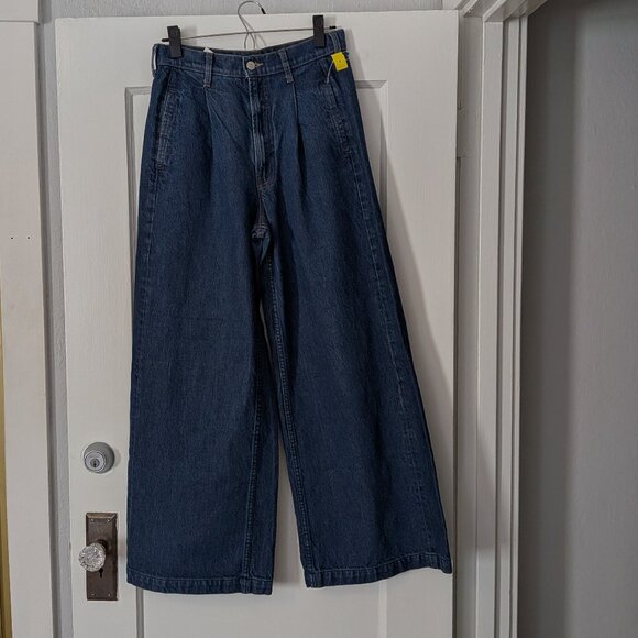 MOTHER “Snacks” Sz 27 high waist super flare tailored pleats Dark Blue Jeans - Picture 4 of 5